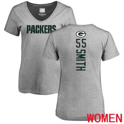 Green Bay Packers Ash Women #55 Smith Za Darius Backer V-Neck Nike NFL T Shirt